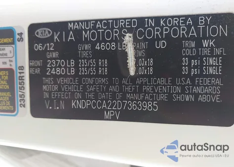 2013 Kia Sportage Ex from USA, damaged, VIN KNDPCCA22D7363985